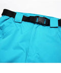 Close-up of buckle on All Terrain Snow Bibs For Men And Women Waterproof Breathable Snow Pants With Straps For Skiing Snowboarding And Mountaineering