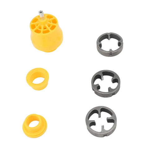 Heavy Duty Pvc Pipe Threader For Water Pipes Cut Smooth Burrs On 1 Inch And 3/4 Inch Pvc With Premium Nylon Metal Construction tool parts including yellow die and black components.