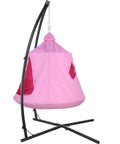 Pink X Shaped Hanging Tree Tent With Swing Chair And Stand Patio Canopy, Waterproof Indoor Outdoor Hammock Chair