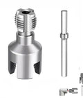 4 in 1 Drill Powered Pipe Threading Tool Kit For Cutting Internal External Threads On Pvc And Ppr Pipes, metallic design with cutting edges.