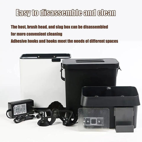 Robust Electric Portafilter Cleaning Station With Integrated Knock Box For Weekend Warriors And Cafe Pros Knocks Out Wet Pucks Instantly clean components displayed