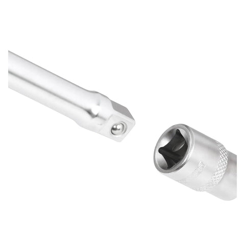 Close-up of socket and extension from All In One Allen Socket Set 26 Piece For SAE And Metric Sizes, made from heat treated alloy steel.
