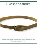 Heavy Duty Ratchet Luggage Straps Four Pack Adjustable Tie Down Belts For Camping Gear Rock Solid Grip On Duffels And Travel Bags Easy Setup No Sweat Performance You Can Trust - single, adjustable, tan strap, suitable for securing luggage.