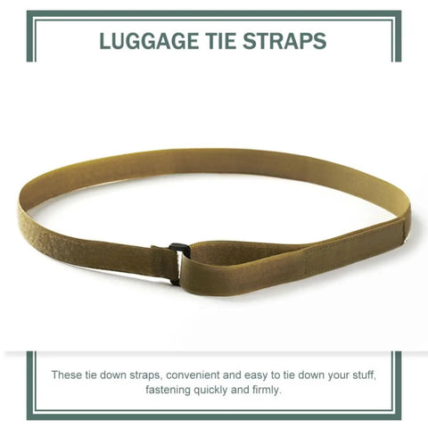 Heavy Duty Ratchet Luggage Straps Four Pack Adjustable Tie Down Belts For Camping Gear Rock Solid Grip On Duffels And Travel Bags Easy Setup No Sweat Performance You Can Trust - single, adjustable, tan strap, suitable for securing luggage.