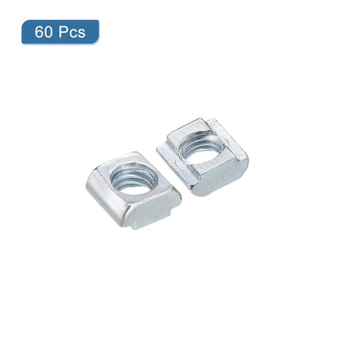 Rock Solid T Nuts For 2020 Aluminum Extrusion M6 Hammer Head Sliding Bolts Galvanized Carbon Steel Rust Resistant, 2 nuts showing.