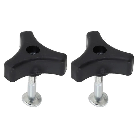Heavy Duty Triangle Handle Knob Nut And Bolt Set For Lawn Mower Replacement 2 Pack Sturd Plastic Fastener 50 Mm Long Secure Connection Durable Parts, black