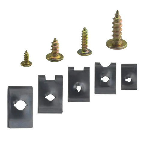 Road Ready 170 Piece U Clip And Screw Kit Black Zinc Plated Pan Head Screws assorted clips and screws for auto repair.