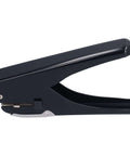 Handheld Single Hole Punch For Up To 10 Sheets, Heavy Duty Metal Punching Tool With Paper Stopper, side angle view