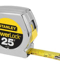 25-Foot Chrome Tape Measure With Locking Blade, 7-Foot Standout, Mylar Film, Corrosion-Resistant Tru-Zero End, Durable ABS Case