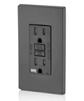 Rock Solid 15 Amp GFCI Outlet With Self Test Mode And Clear LED Status Light Decora Style Weather Resistant Tamper Resistant Wall Plug