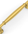 10 Pack Vibrant Brushed Brass Cabinet Pulls 5 Inch 128mm solid heavy duty drawer handles angled view