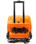 Powerful 3 Speed Air Mover With 1.3HP Motor Delivers 5000 CFM For Quick Carpet Drying, rear view with handle and wheels