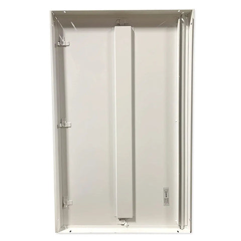 Heavy Duty Flush Mount Access Panel Door With Dead Nuts Secure Stainless Steel Cam Latch And Fully Concealed Hinge Slick White Finish, interior view.