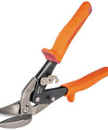 Left-Cutting Offset Tin Snips For Sheet Metal, Aviation Snips With Beefy Forged Blades, Heavy-Duty Steel Construction, spring-action lock