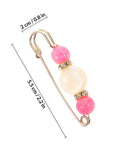 12 Piece Heavy Duty Alloy Waist Adjustment Pins To Fix Baggy Jeans And Bulkier Sweaters Metal Safety Brooch Clip with pink and white beads