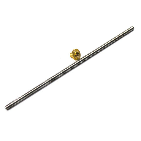 T8 Lead Screw 1000mm Stainless Steel With Copper Nut For 3D Printer And CNC Z Axis, 2mm Lead And 2mm Pitch