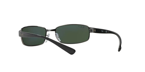 Metal Rectangular Sunglasses With Polarized Green Lenses In Gunmetal Frame 62 mm Durable Vintage Style Eyewear Unisex