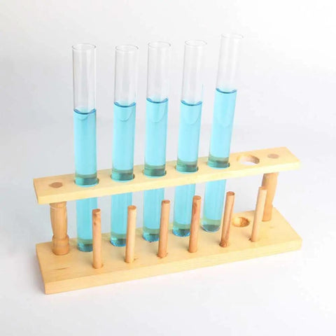 Six Hole Wooden Test Tube Rack With Six Drying Pins For Home Lab, School, And Classroom Use, durable wood holder