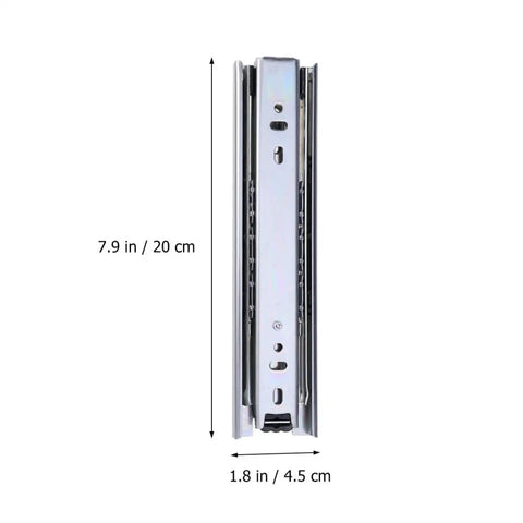 Heavy Duty Telescopic Drawer Slides Featuring Premium Steel Ball Bearings For Slick Smooth Operation Built Tough For Quiet Undermount Cabinet Gliding Real Easy Install, side view with dimensions.