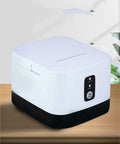 HBCDAAQ 58mm Portable Bluetooth Thermal Label Printer With Clear High Speed Printing For Clothing Hang Tags Milk Tea Shop Takeaway Packaging Wireless Mini Sticker Machine Easy Paper Loading on wooden table.