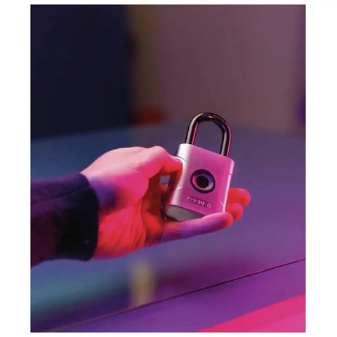 Fingerprint Smart Lock With 360 Degree Recognition For Quick Access No Key Needed, sleek silver design in hand