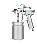 Top Shelf Pneumatic Paint Sprayer With Sweet Knockout Atomizing Nozzle And Lower Tank Shop Ready Complete Assembly side view