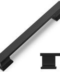 Easy Install Matte Black Cabinet Handles 2 Pack 5 Inch Center To Center Drawer Pulls, 6 Inch Overall Length, 0.5 Inch Width, 1.1 Inch Projection