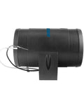 Side view of 12V 76mm Marine Cabin Air Blower delivers 145 CFM quiet cooling power for boats, marine grade construction, black finish.