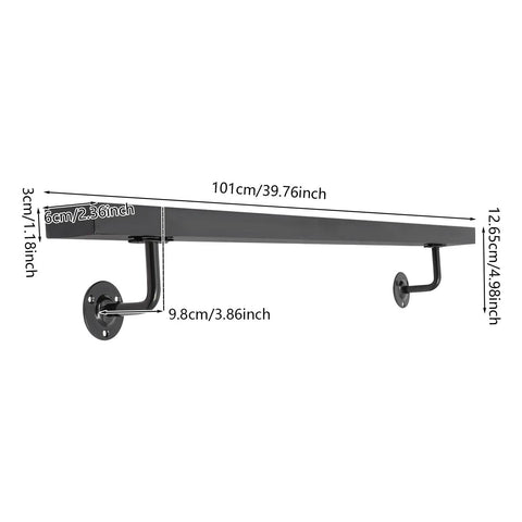 Premium Flush Handrail Set Stainless Steel Wall Mounted Indoor Outdoor Stair Railing - 101cm long with heavy duty mounts.