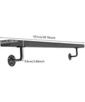 Rock Solid Wall Mounted Stair Handrail Premium Stainless Steel Safety Rail with pre-drilled holes and dimensions 101cm x 12.65cm.