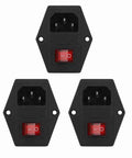 Three Piece AC Power Socket Switch With Built In Light Four Pin For 3D Printer CNC Machine Electronics Enclosure Power Supply