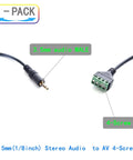 No Hassle 3.5Mm TRRS Speaker Adapter connects headphones to solderless terminal, featuring 3.5mm male jack and 4-screw terminal.