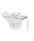White Inch PP Directional Caster Wheel 12pcs for Furniture and Cart, close-up of rigid caster with flat plate and dimensions shown.