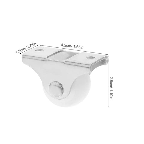 White Directional Caster Wheel PP 12pcs Inch for Furniture DIY, 1.1in wheel size, suitable for various furniture uses.