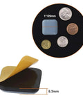 Heavy Duty Teflon Furniture Sliders For Carpet And Hardwood With 20 One Inch Square Sticky Glides next to coins for size reference.