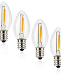 Cozy C7 LED Night Light Bulbs With E12 Candelabra Base, Clear Warm White 2700K, Non-Dimmable, Energy Efficient 4 Pack