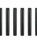 Front view of Six Pack Half Inch Black Steel Pipe Six Inches Long Pre Cut For Industrial Shelving And Dope DIY Home Decor Compatible With Standard NPT Half Inch Fittings Vintage Style Pipe Set
