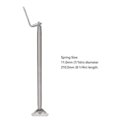 Bad Boy 2 Pack Hatch Support Springs 304 Stainless Steel 8 1/4 Inch Heavy Duty Lid Struts side view showing length and diameter details.
