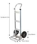 Rugged Aluminum Folding Hand Truck And Rolling Dolly Cart With 500 Pound Capacity and 10 inch wheels, measuring 130.98cm in height.