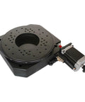 Motorized Rotary Positioning Stage NT03RA200S Precision Electric Rotary Table, black, hollow design, worm gear transmission visible