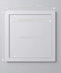 Heavy Duty Plastic Access Panel For Drywall 18x18 Inch Removable Wall Door with dimensions 20.06" outer frame and 17.75" opening.