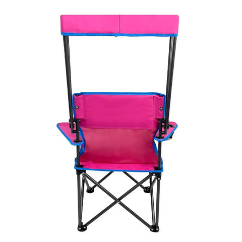 Back view of Kids Outdoor Canopy Chair With Adjustable Shade For Camping And Beach Folding Chair With Cup Holder And Carry Bag