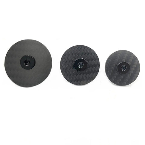 Slick Carbon Fiber Bicycle Headset Top Caps With Stainless Steel Bolts Matte Black Coating Corrosion Proof Upgrade For Road And Mountain Bikes, three sizes