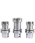 Built Tough HSK63A CNC Collet Holder Forged From Premium Stainless Steel Offering Rock Solid Grip And Sweet Vibration Damping For Effortless Shop Floor Milling Tasks - three sizes displayed
