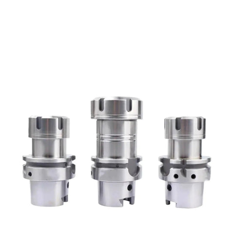 Built Tough HSK63A CNC Collet Holder Forged From Premium Stainless Steel Offering Rock Solid Grip And Sweet Vibration Damping For Effortless Shop Floor Milling Tasks - three sizes displayed