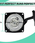 Pull Start Recoil 63022 Fits 52cc 2HP Harbor Freight Predator Earth Auger kit, black handle, ABS shell, 2.6in size