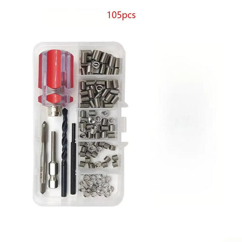 105 Piece Thread Repair Kit M2 To M6 With Premium 304 Stainless Steel Inserts For Stripped Threads, Quick Fixes For Home, Auto And Machinery Projects, One Complete Set, plastic case with taps and inserts