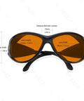 OD 6 Plus UV And Blue Light Blocking Safety Glasses For Laser Light 190 Nm To 490 Nm Black with Frame Measurements