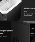 Portable Countertop Ice Maker Machine 11kg Black Electric Nugget Ice Maker With Auto Clean And Big View Window, showing ice tray and control panel.