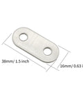 No Fuss Heavy Duty Straight Flat Corner Braces 50 Piece Metal Joining Plates With Mounting Screws Easy Install Shelf And Desk Repair Brackets showing a 38x16mm flat steel joint with two holes.